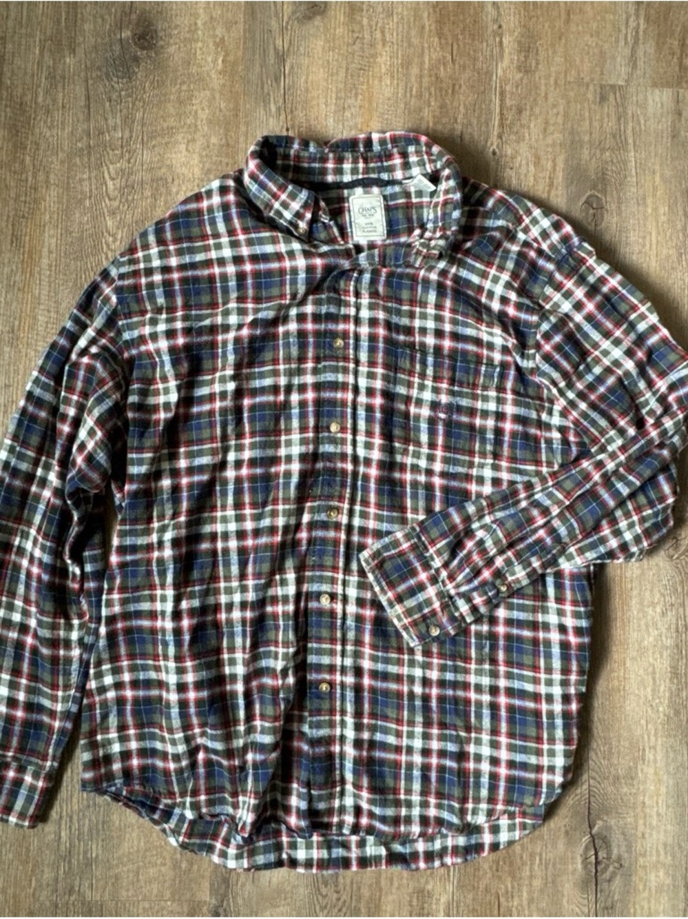 Chaps Plaid Button-Down Shirt in Red, Blue, Green
